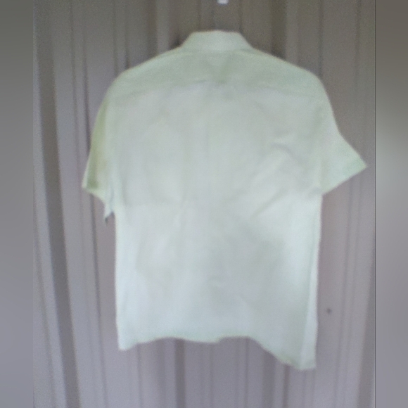 Mens J. Crew Vintage Light Green Short Sleeve Button Down Linen Shirt Medium - Picture 3 of 3